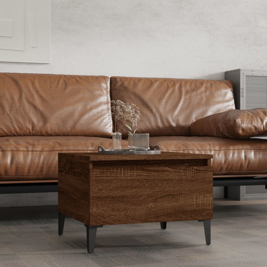 VidaXL Bijzettafel 50x46x35 cm bewerkt hout bruineikenkleurig