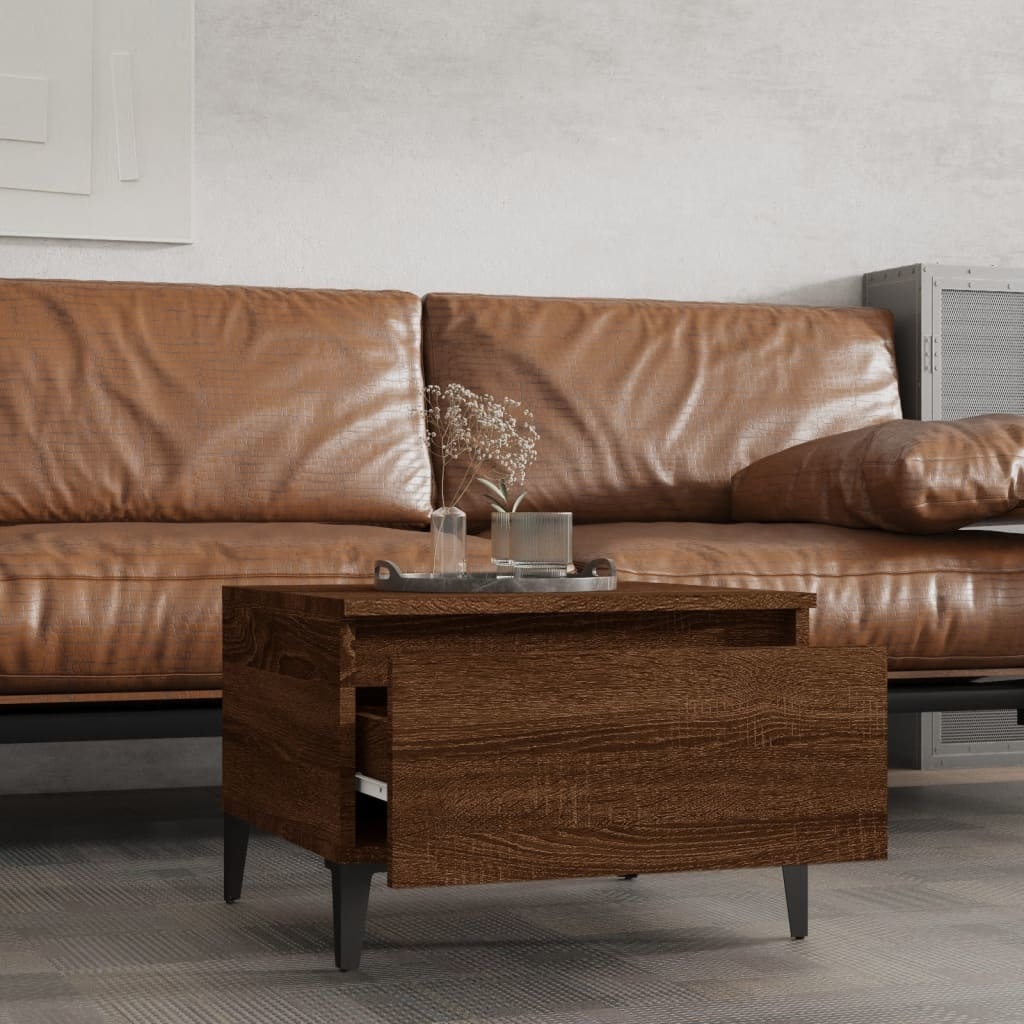 VidaXL Bijzettafel 50x46x35 cm bewerkt hout bruineikenkleurig