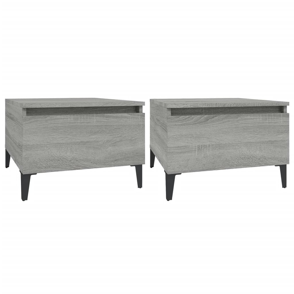 VidaXL Bijzettafels 2 st 50x46x35 cm bewerkt hout grijs sonoma eiken