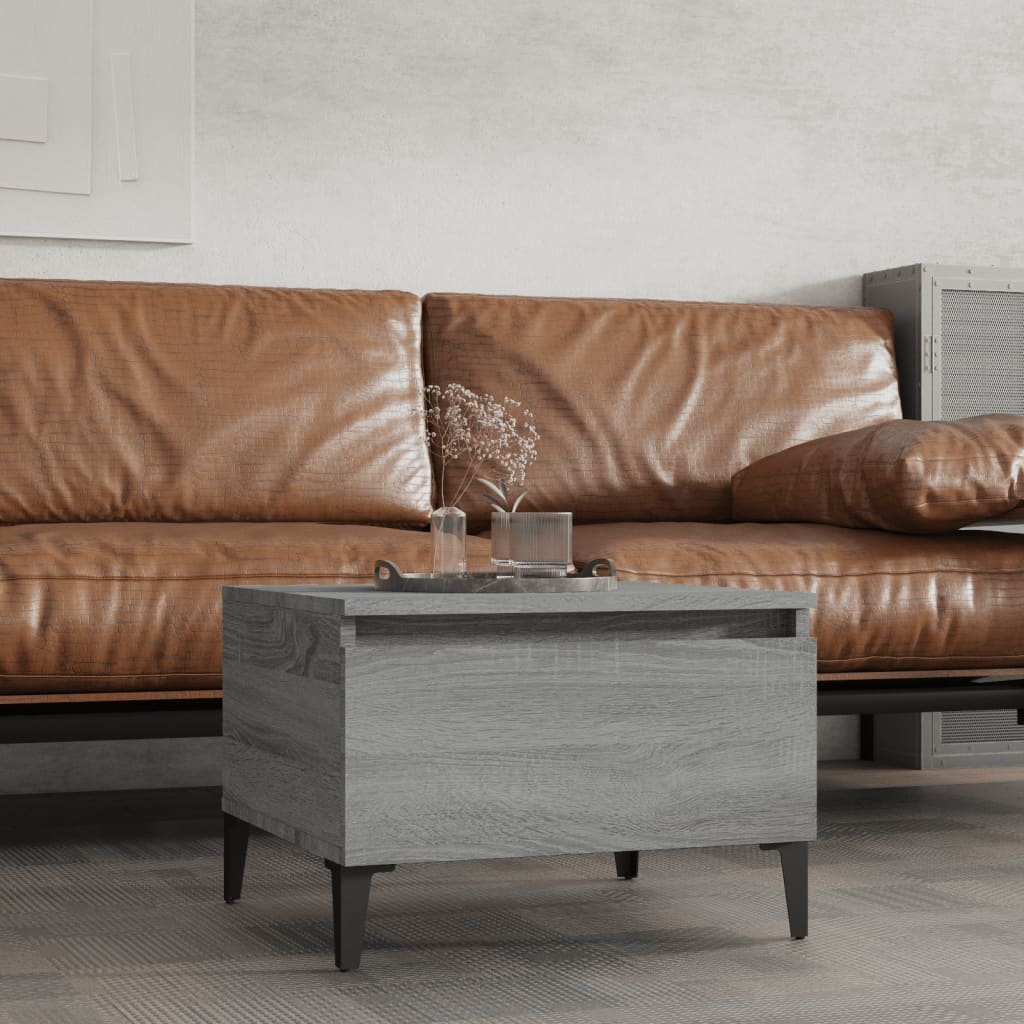 VidaXL Bijzettafel 50x46x35 cm bewerkt hout grijs sonoma eikenkleurig