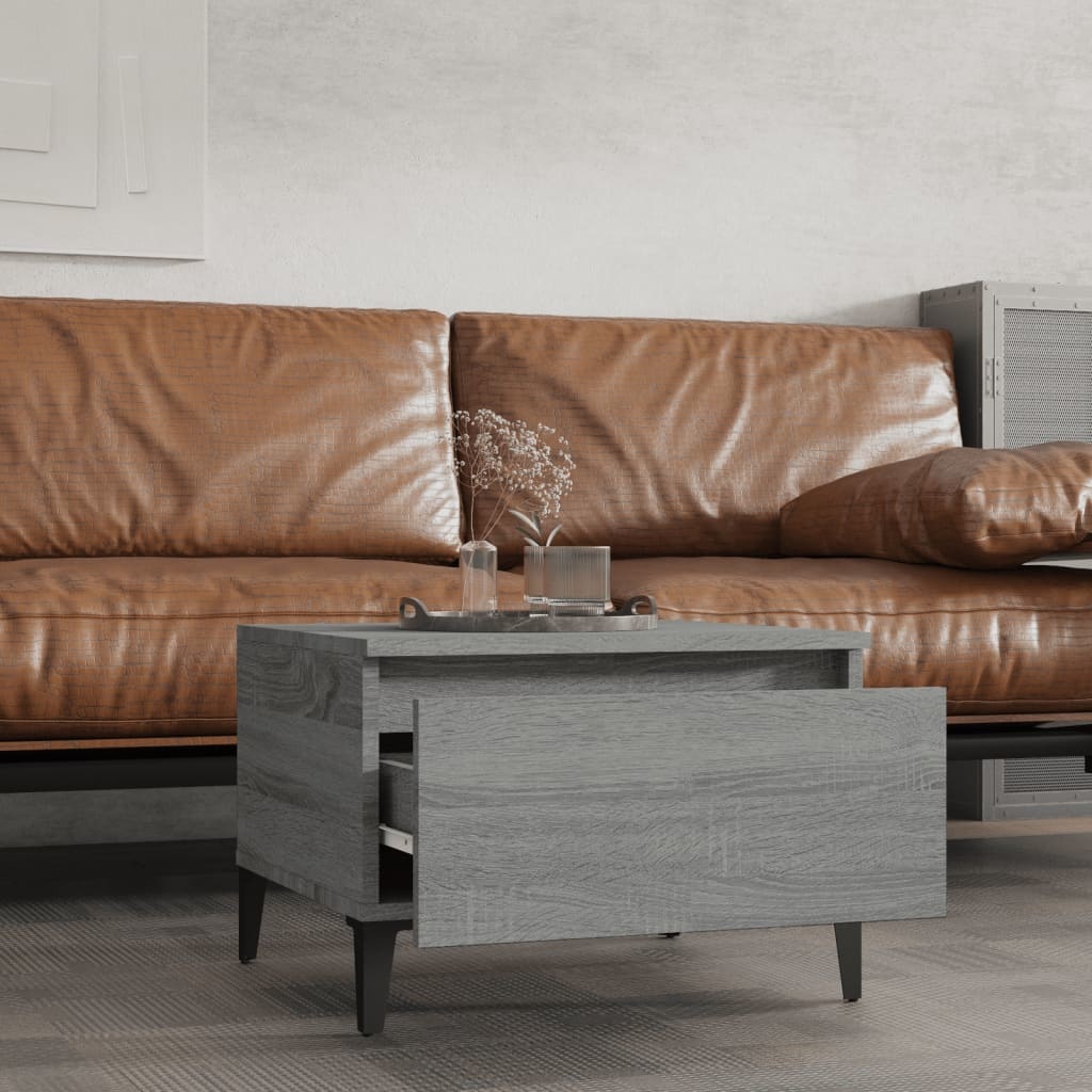 VidaXL Bijzettafel 50x46x35 cm bewerkt hout grijs sonoma eikenkleurig