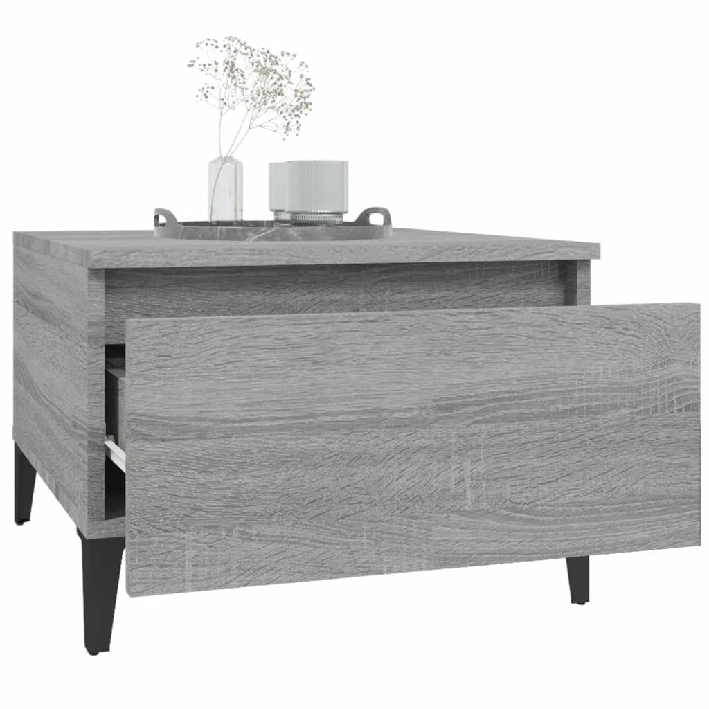 VidaXL Bijzettafel 50x46x35 cm bewerkt hout grijs sonoma eikenkleurig
