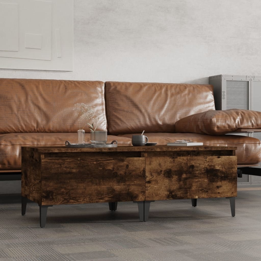 VidaXL Bijzettafels 2 st 50x46x35 cm bewerkt hout gerookt eikenkleurig