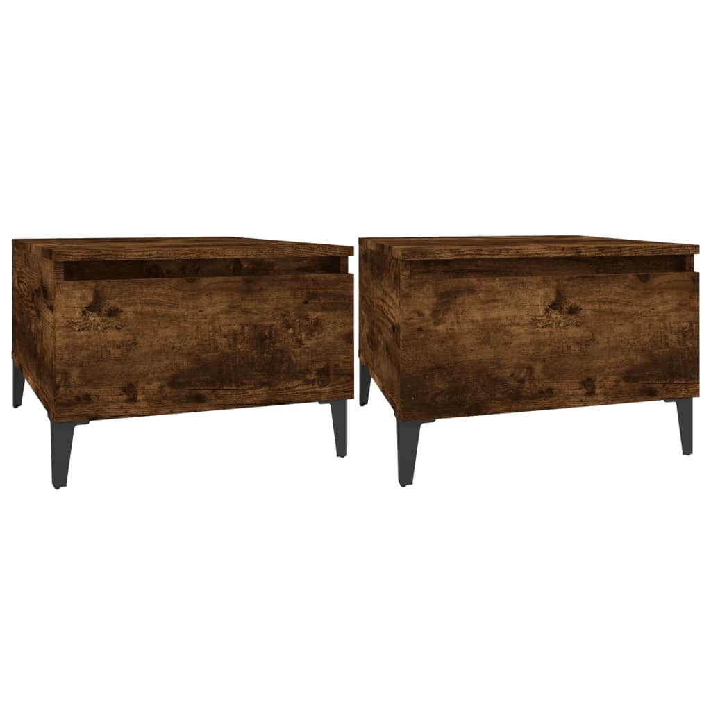 VidaXL Bijzettafels 2 st 50x46x35 cm bewerkt hout gerookt eikenkleurig