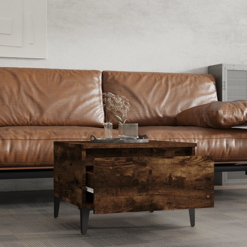 VidaXL Bijzettafels 2 st 50x46x35 cm bewerkt hout gerookt eikenkleurig