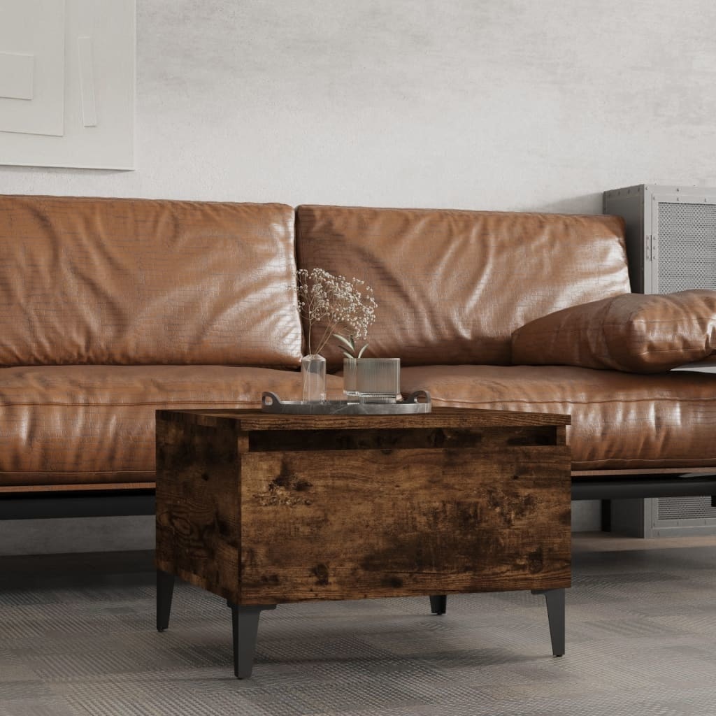 VidaXL Bijzettafel 50x46x35 cm bewerkt hout gerookt eikenkleurig