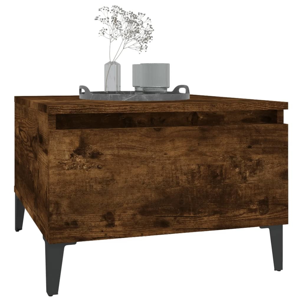 VidaXL Bijzettafel 50x46x35 cm bewerkt hout gerookt eikenkleurig