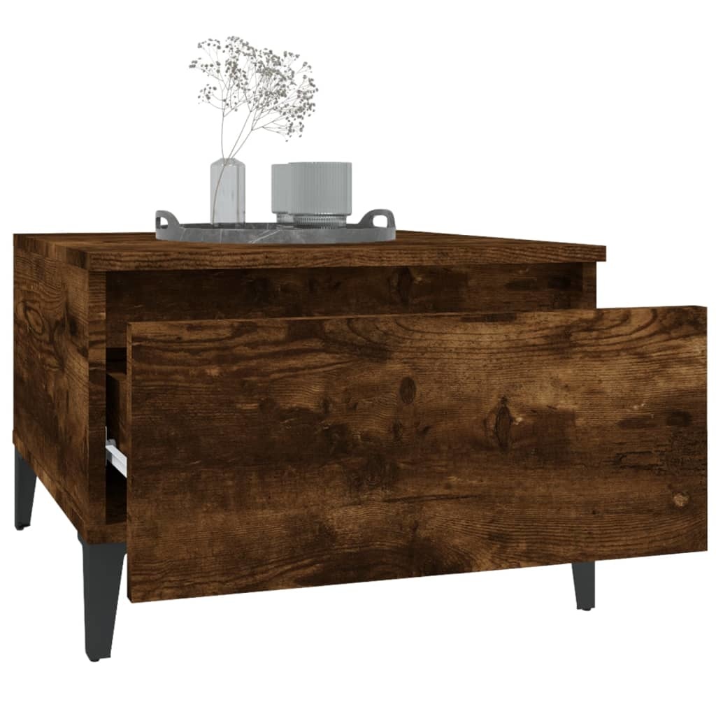 VidaXL Bijzettafel 50x46x35 cm bewerkt hout gerookt eikenkleurig