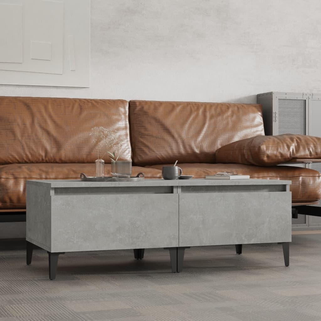 VidaXL Bijzettafels 2 st 50x46x35 cm bewerkt hout betongrijs