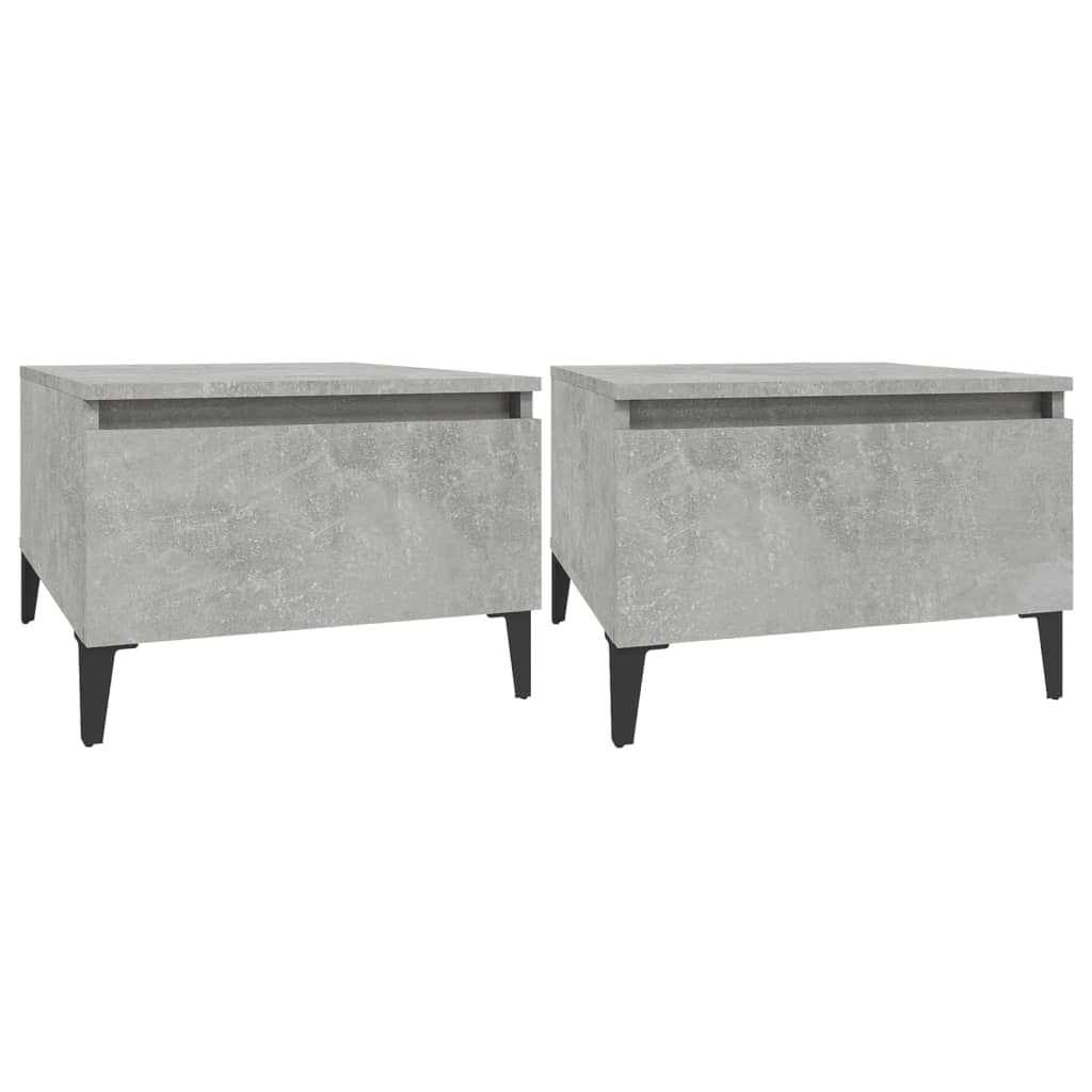 VidaXL Bijzettafels 2 st 50x46x35 cm bewerkt hout betongrijs