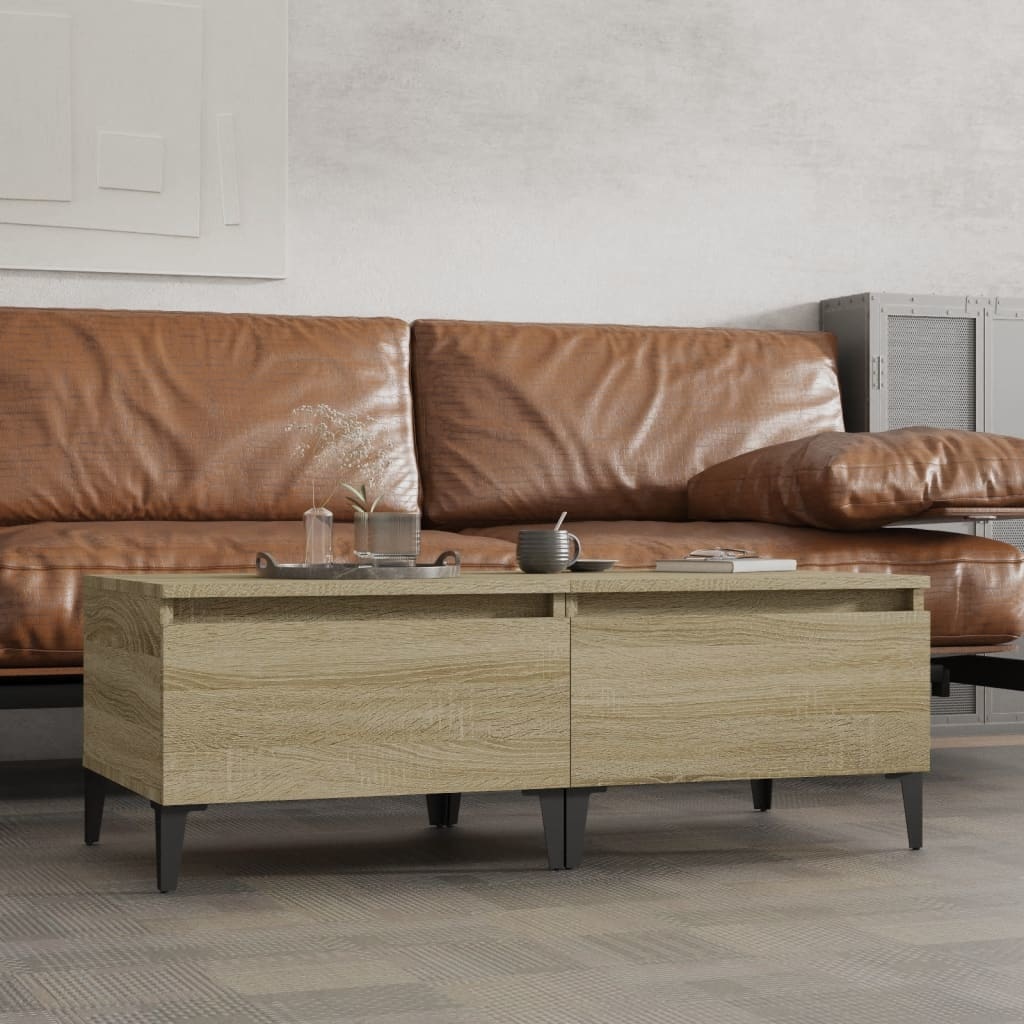 VidaXL Bijzettafels 2 st 50x46x35 cm bewerkt hout sonoma eikenkleurig