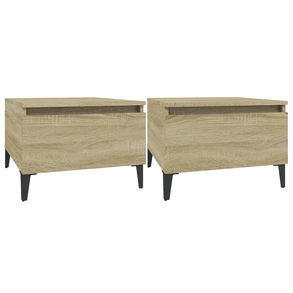 VidaXL Bijzettafels 2 st 50x46x35 cm bewerkt hout sonoma eikenkleurig