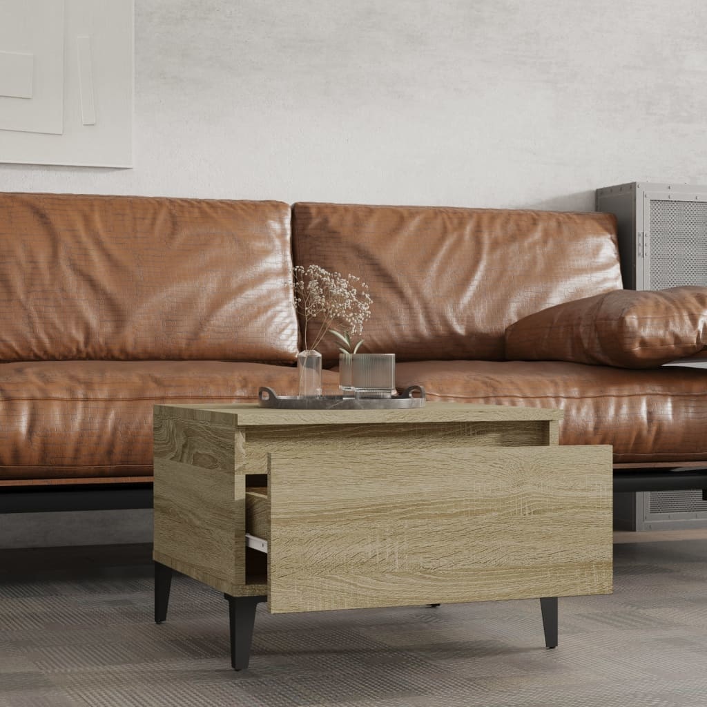 VidaXL Bijzettafels 2 st 50x46x35 cm bewerkt hout sonoma eikenkleurig