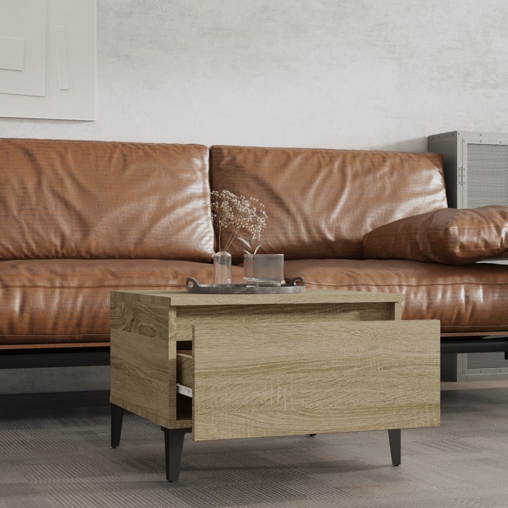 VidaXL Bijzettafel 50x46x35 cm bewerkt hout sonoma eikenkleurig