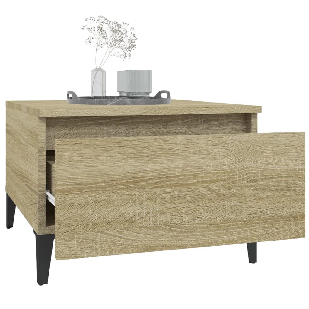 vidaXL Bijzettafel 50x46x35 cm bewerkt hout sonoma eikenkleurig