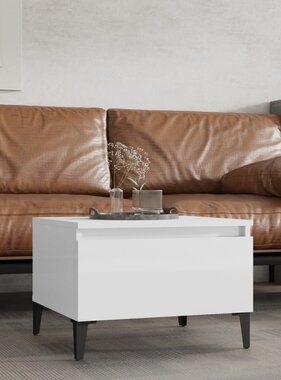 VidaXL Bijzettafel 50x46x35 cm bewerkt hout hoogglans wit