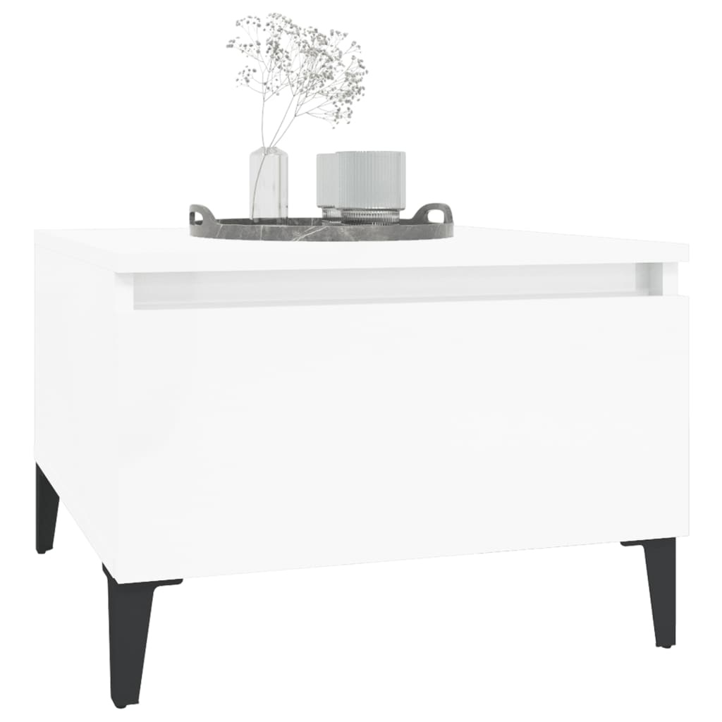 VidaXL Bijzettafel 50x46x35 cm bewerkt hout hoogglans wit