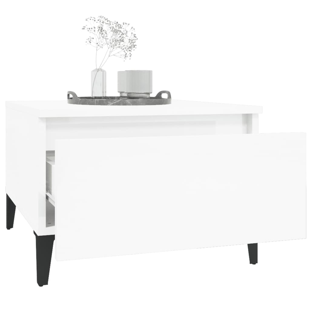 VidaXL Bijzettafel 50x46x35 cm bewerkt hout hoogglans wit