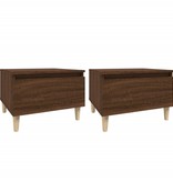VidaXL Bijzettafels 2 st 50x46x35 cm bewerkt hout bruineikenkleurig