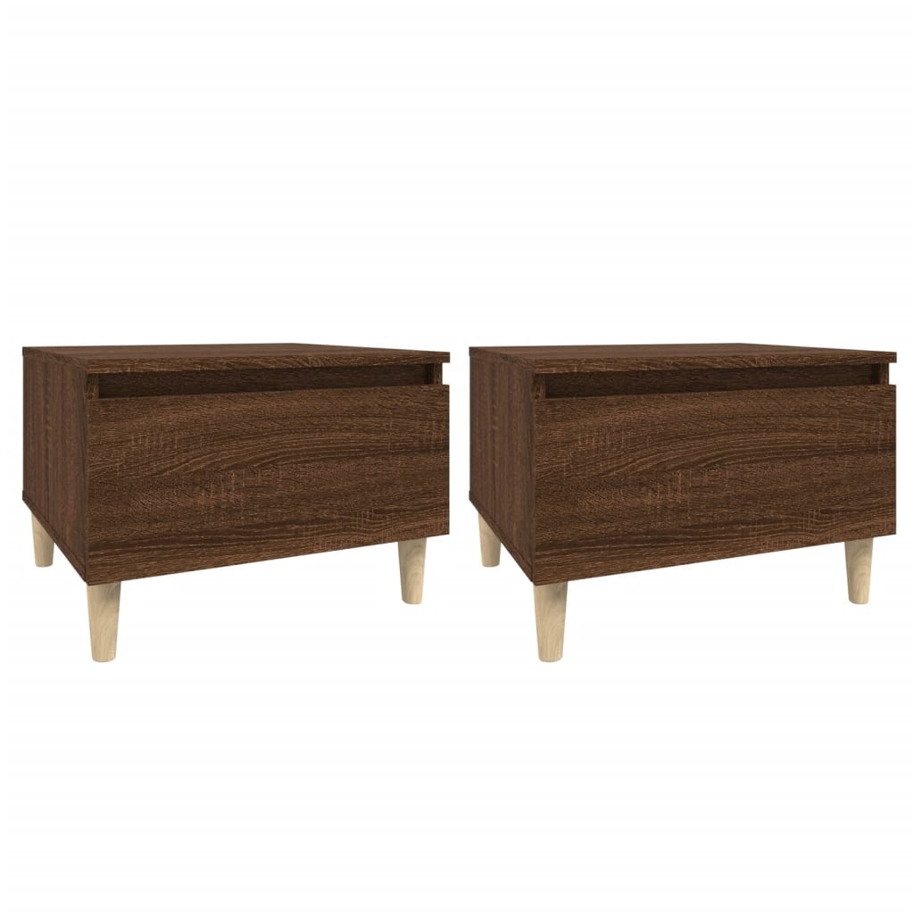 VidaXL Bijzettafels 2 st 50x46x35 cm bewerkt hout bruineikenkleurig