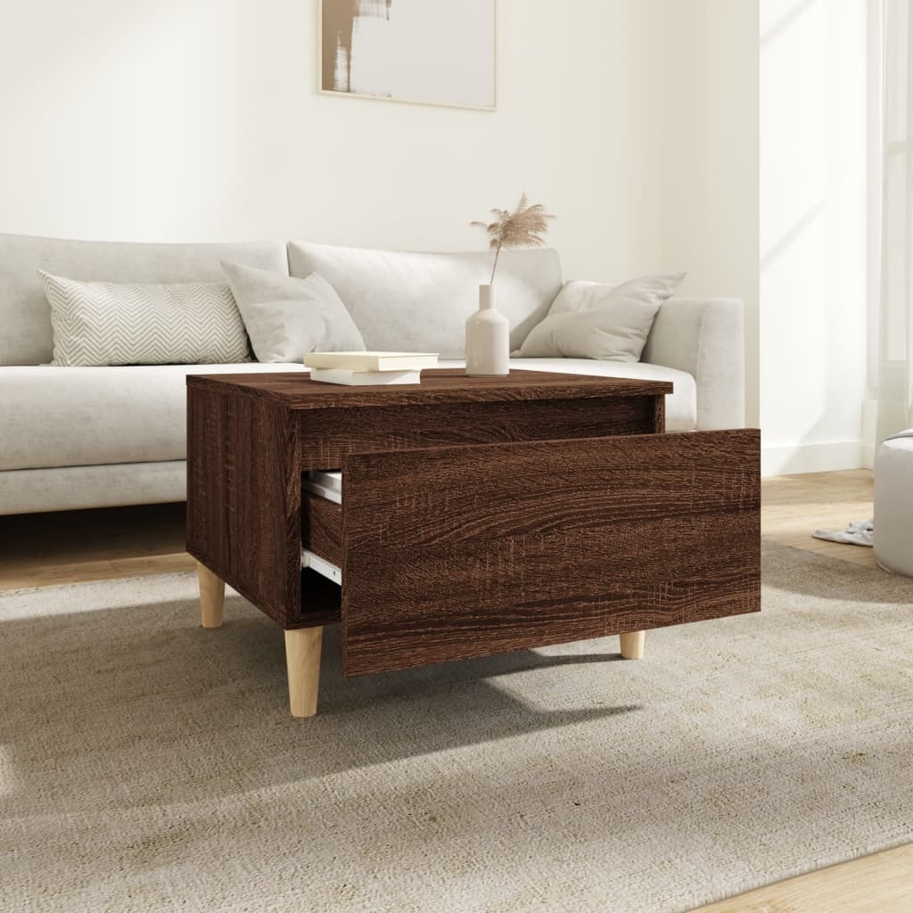 VidaXL Bijzettafels 2 st 50x46x35 cm bewerkt hout bruineikenkleurig