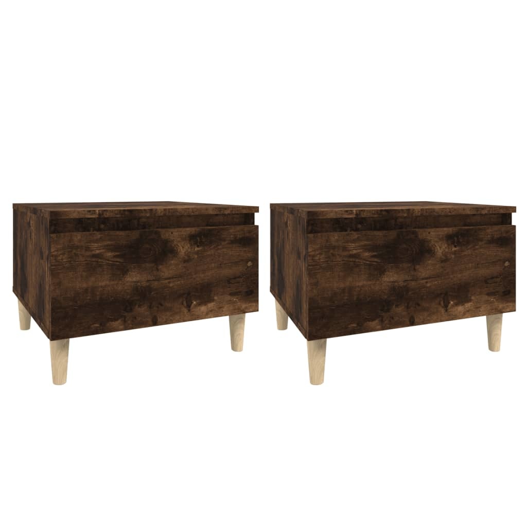 VidaXL Bijzettafels 2 st 50x46x35 cm bewerkt hout gerookt eikenkleurig