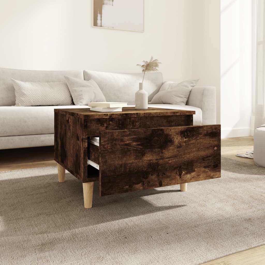 VidaXL Bijzettafels 2 st 50x46x35 cm bewerkt hout gerookt eikenkleurig