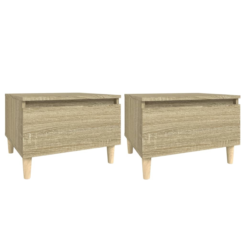 VidaXL Bijzettafels 2 st 50x46x35 cm bewerkt hout sonoma eikenkleurig