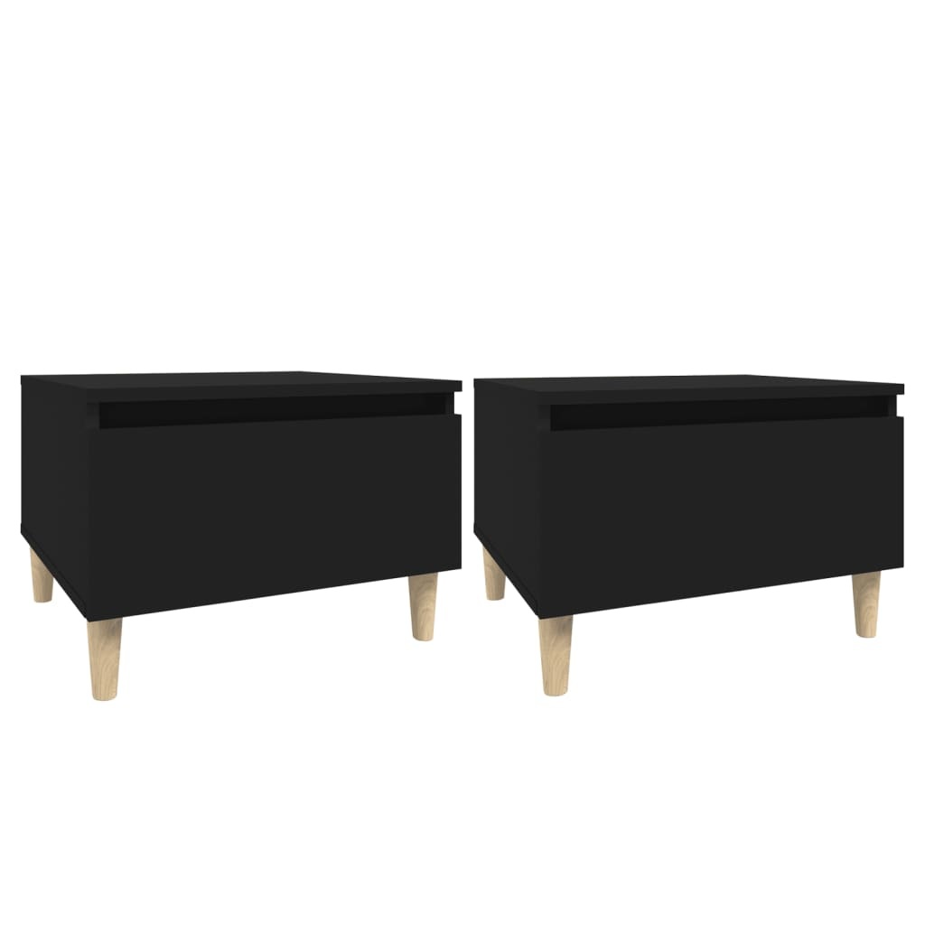 VidaXL Bijzettafels 2 st 50x46x35 cm bewerkt hout zwart