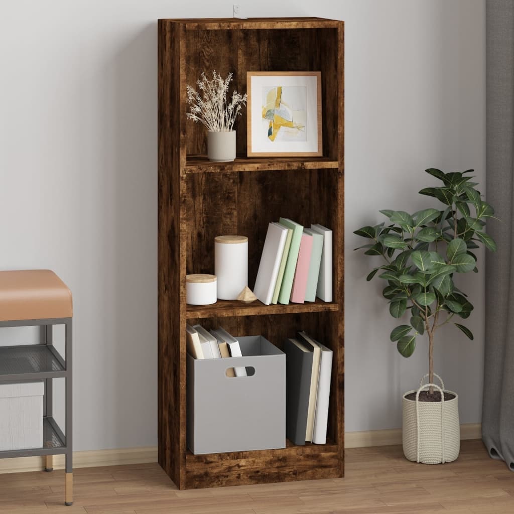 VidaXL Boekenkast 3-laags 40x24x109 cm bewerkt hout gerookt eikenkleur