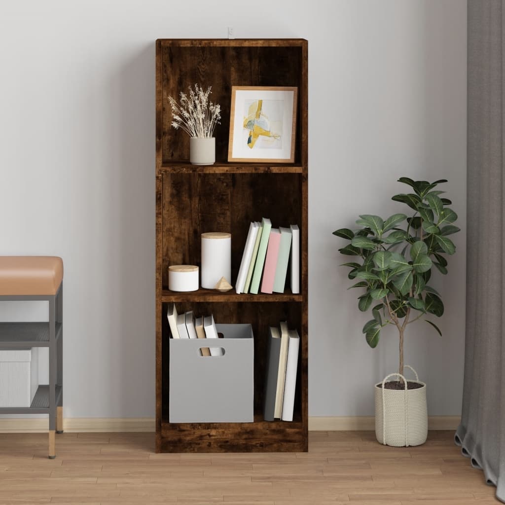 VidaXL Boekenkast 3-laags 40x24x109 cm bewerkt hout gerookt eikenkleur