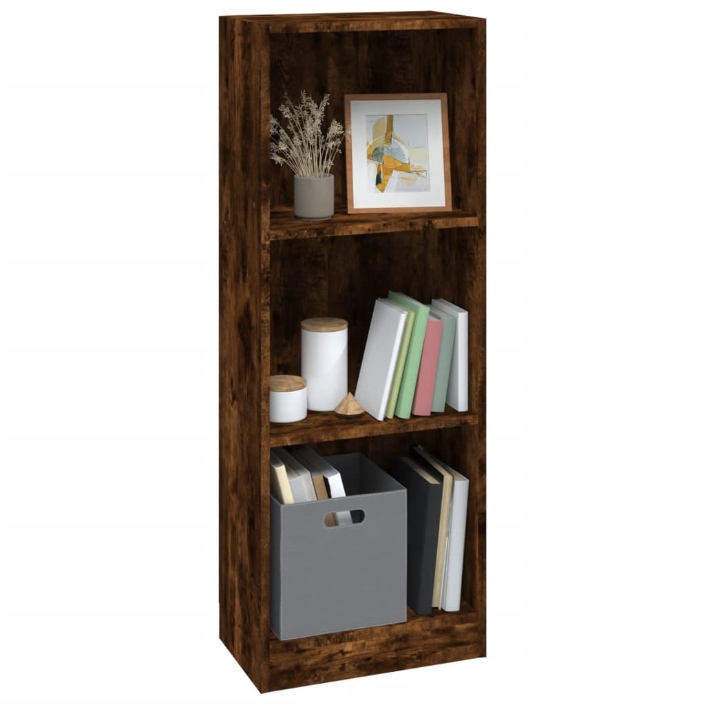 VidaXL Boekenkast 3-laags 40x24x109 cm bewerkt hout gerookt eikenkleur