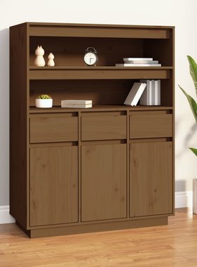 VidaXL Hoge kast 89x40x116,5 cm massief grenenhout honingbruin