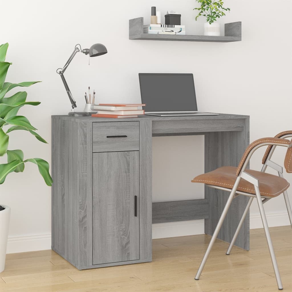 VidaXL Bureau 100x49x75 cm bewerkt hout grijs sonoma eikenkleurig