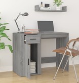 VidaXL Bureau 100x49x75 cm bewerkt hout grijs sonoma eikenkleurig