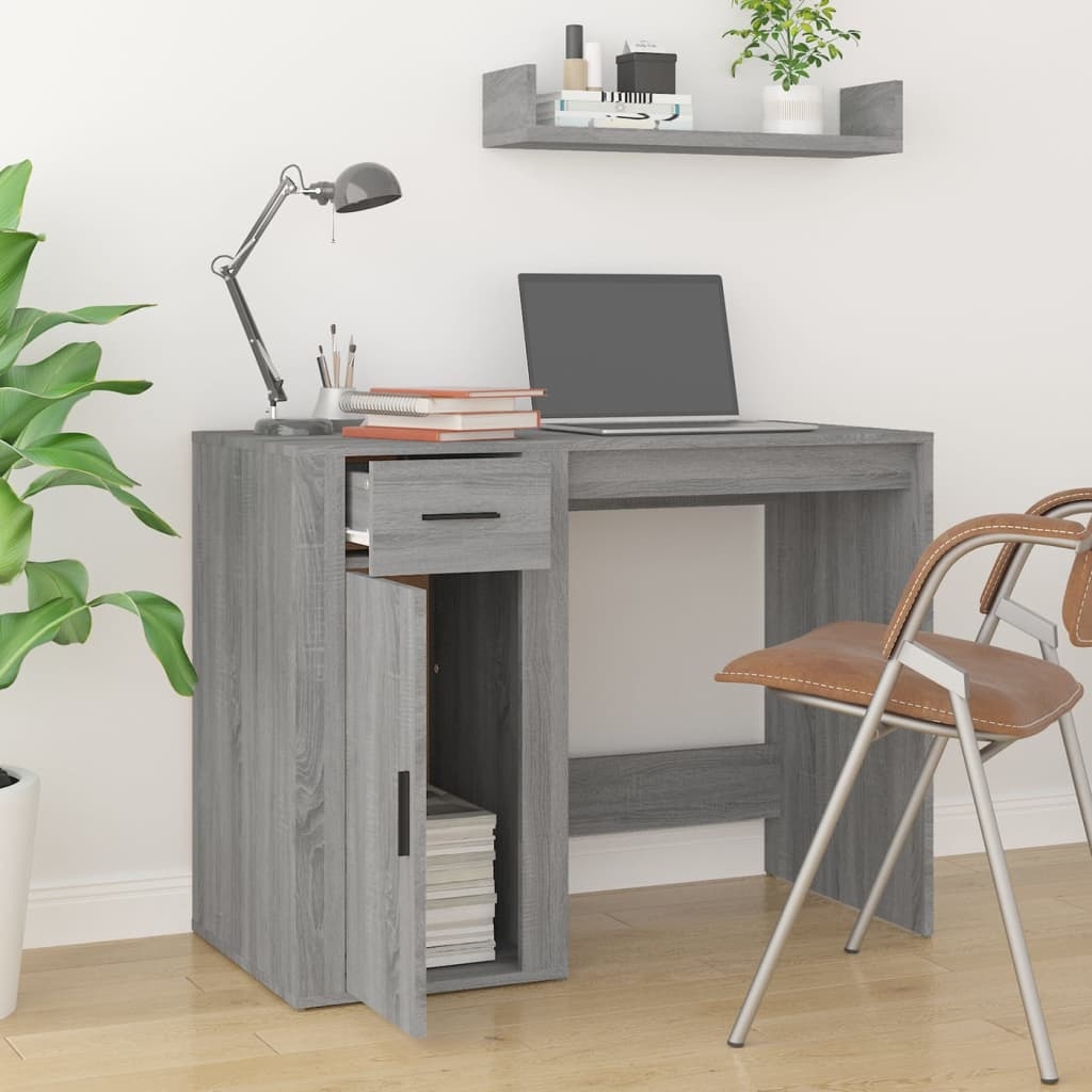 VidaXL Bureau 100x49x75 cm bewerkt hout grijs sonoma eikenkleurig