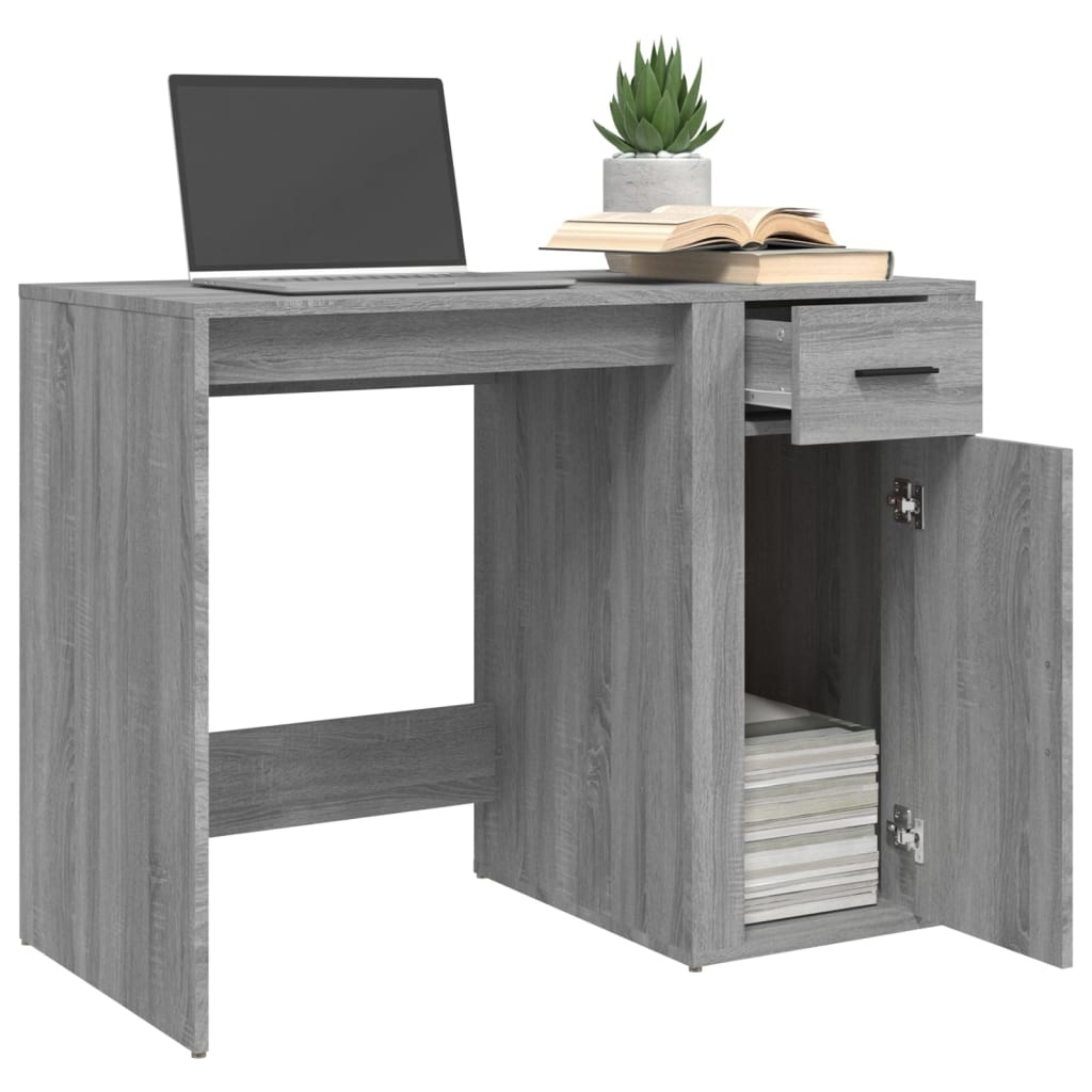 VidaXL Bureau 100x49x75 cm bewerkt hout grijs sonoma eikenkleurig