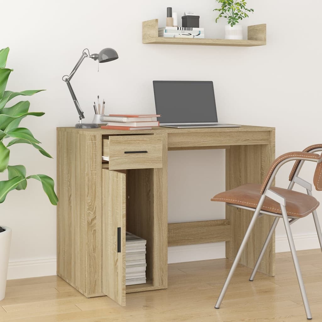 VidaXL Bureau 100x49x75 cm bewerkt hout sonoma eikenkleurig