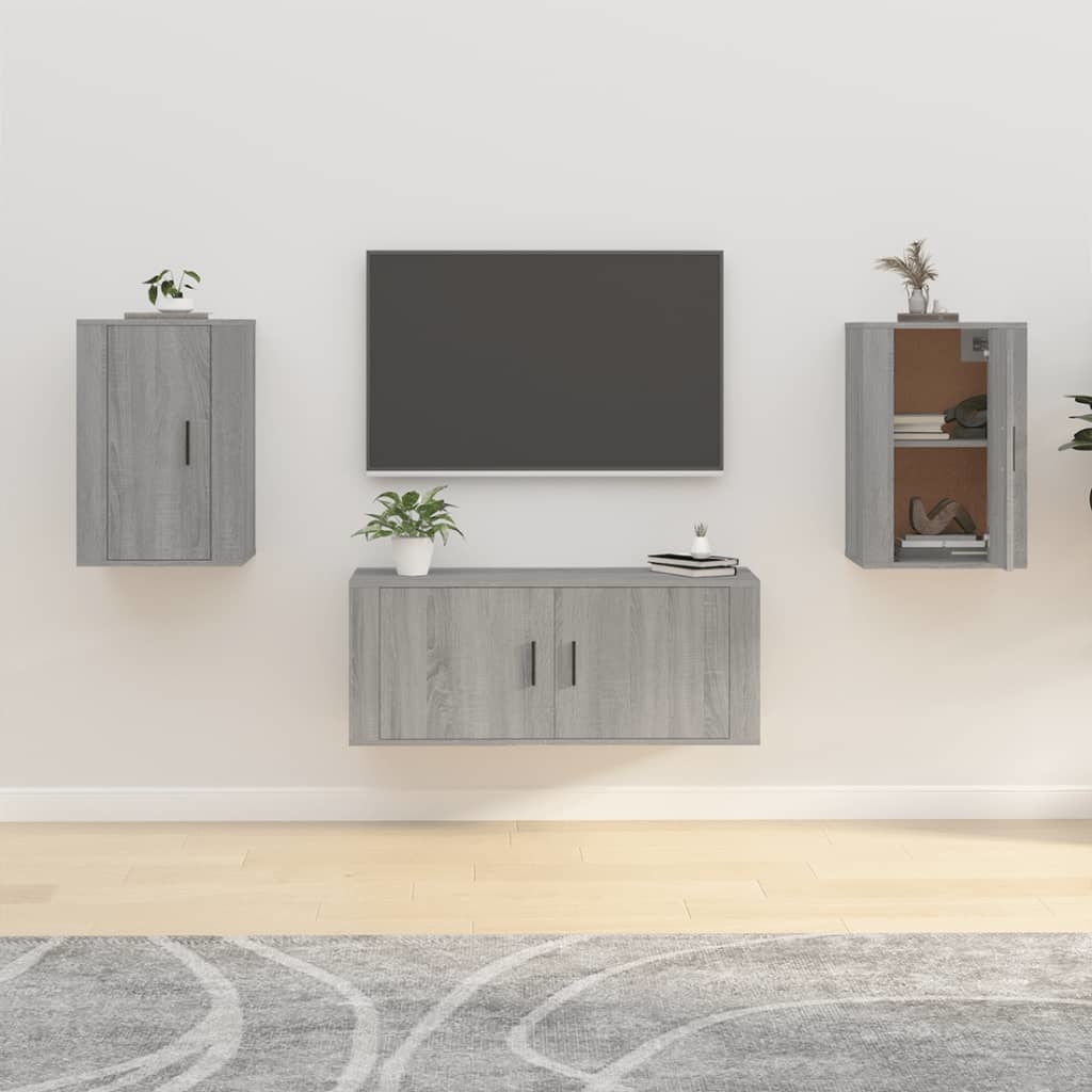 VidaXL Tv-wandmeubels 2 st 40x34,5x60 cm grijs sonoma eikenkleurig