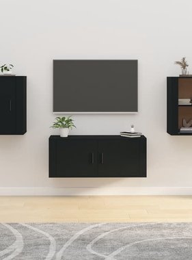 VidaXL Tv-wandmeubels 2 st 40x34,5x60 cm zwart