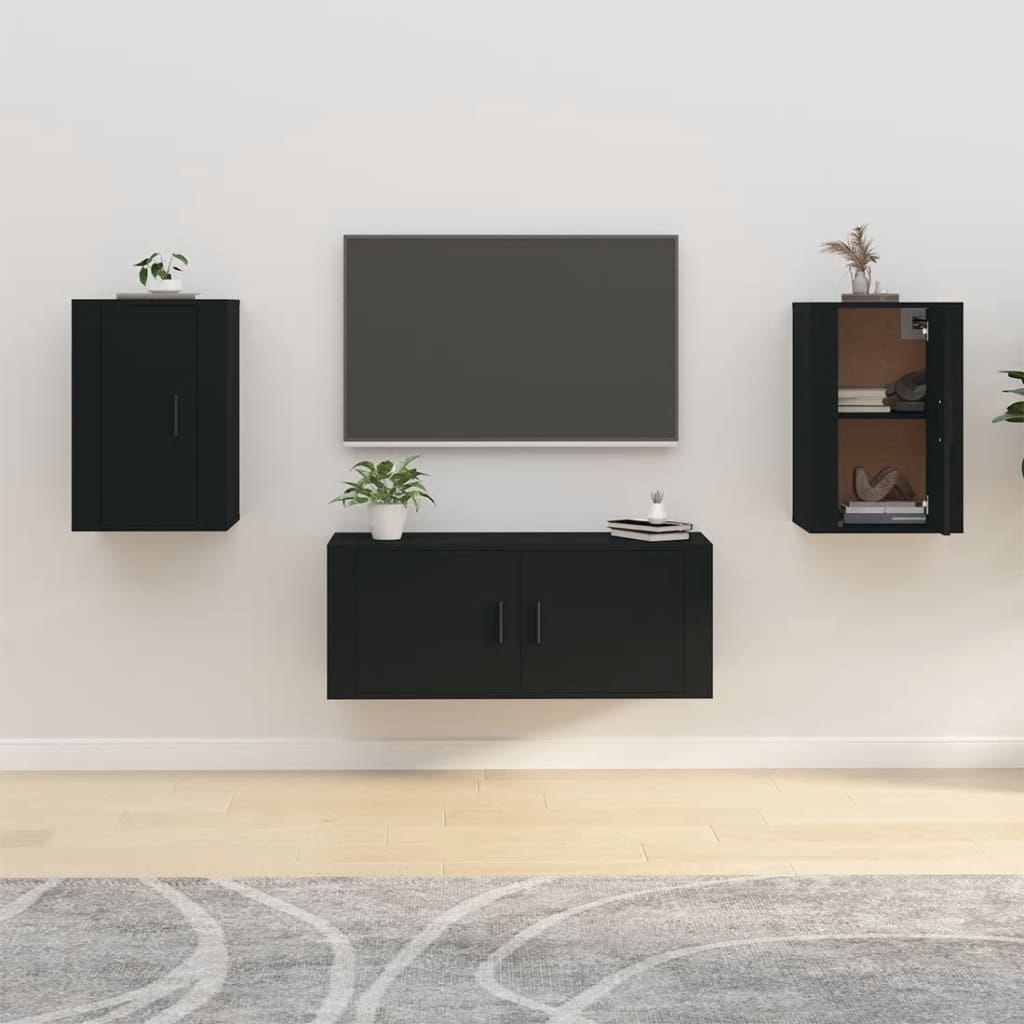 VidaXL Tv-wandmeubels 2 st 40x34,5x60 cm zwart