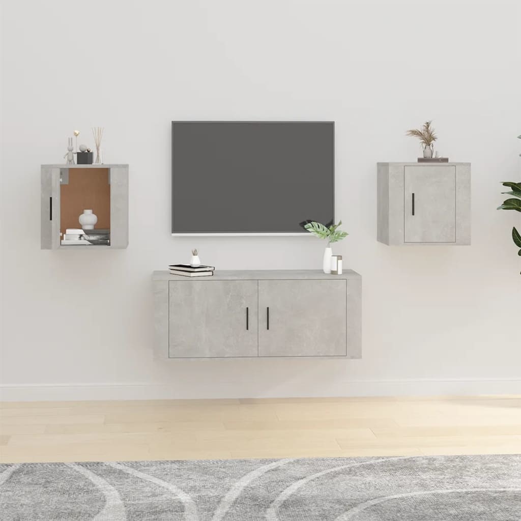 VidaXL Tv-wandmeubels 2 st 40x34,5x40 cm betongrijs