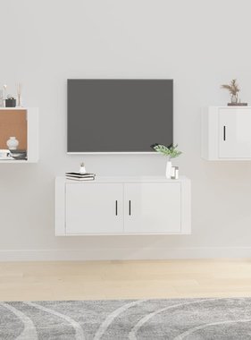 VidaXL Tv-wandmeubels 2 st 40x34,5x40 cm hoogglans wit