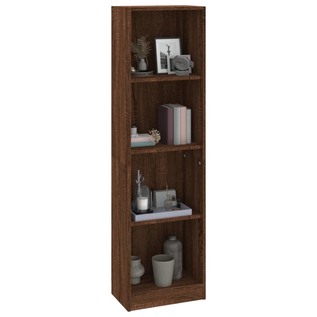 VidaXL Boekenkast met 4 schappen 40x24x143 cm bewerkt hout bruineiken