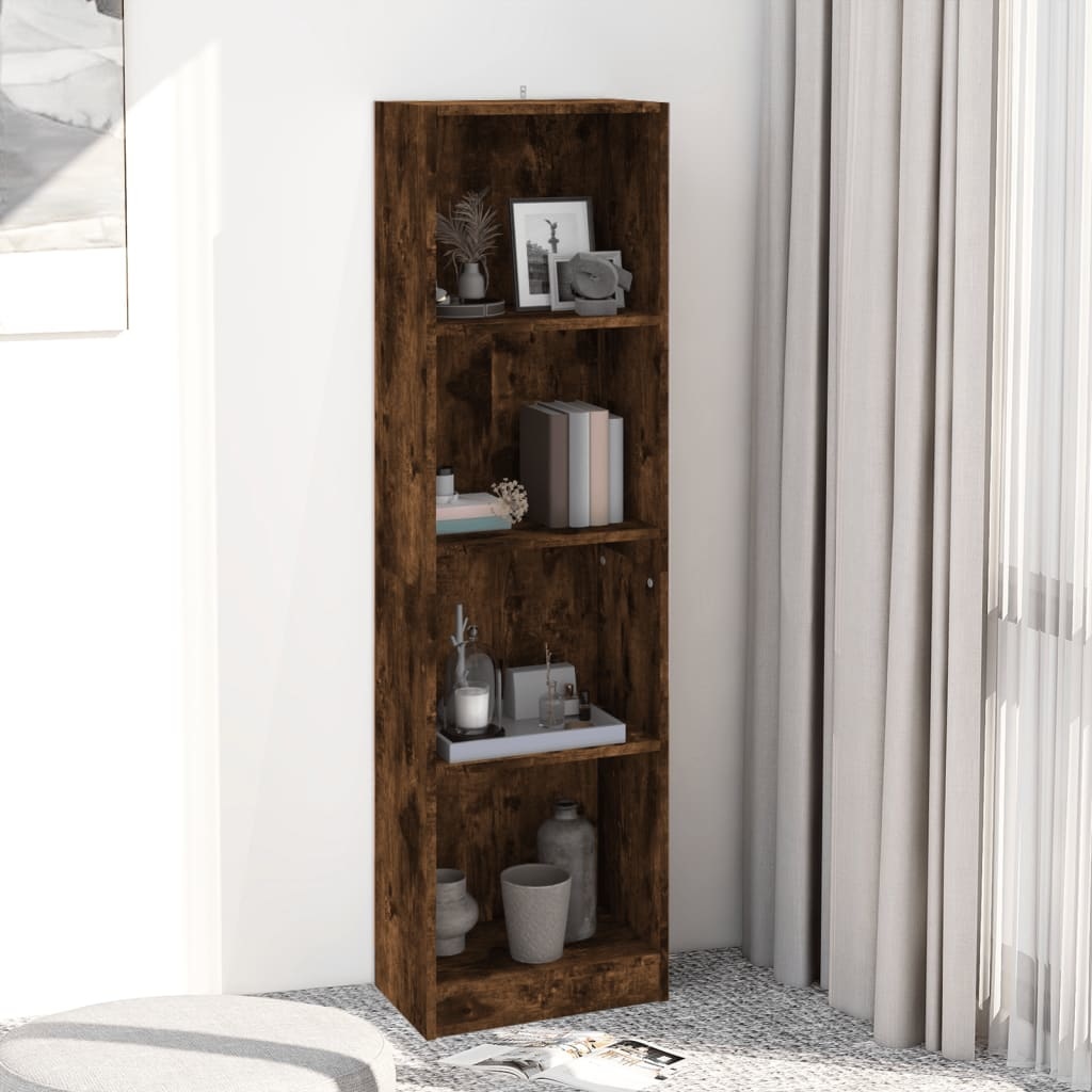 VidaXL Boekenkast 4-laags 40x24x143 cm bewerkt hout gerookt eikenkleur