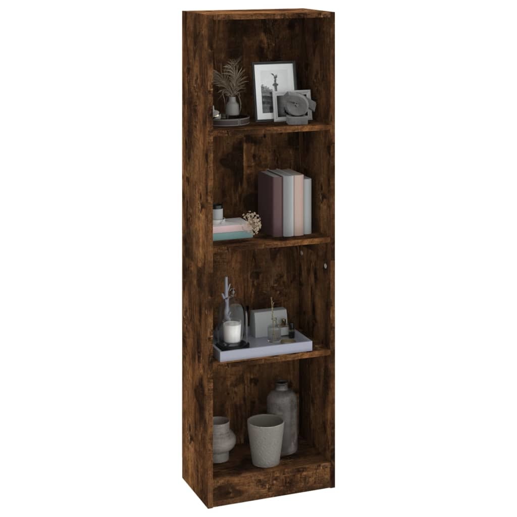 VidaXL Boekenkast 4-laags 40x24x143 cm bewerkt hout gerookt eikenkleur