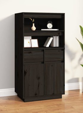 VidaXL Hoge kast 60x40x116,5 cm massief grenenhout zwart