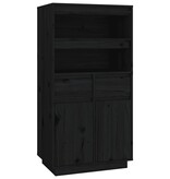 VidaXL Hoge kast 60x40x116,5 cm massief grenenhout zwart