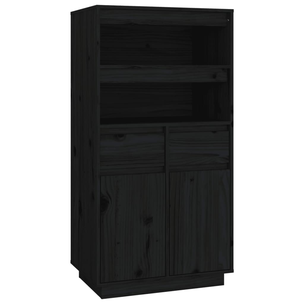 VidaXL Hoge kast 60x40x116,5 cm massief grenenhout zwart
