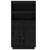 VidaXL Hoge kast 60x40x116,5 cm massief grenenhout zwart